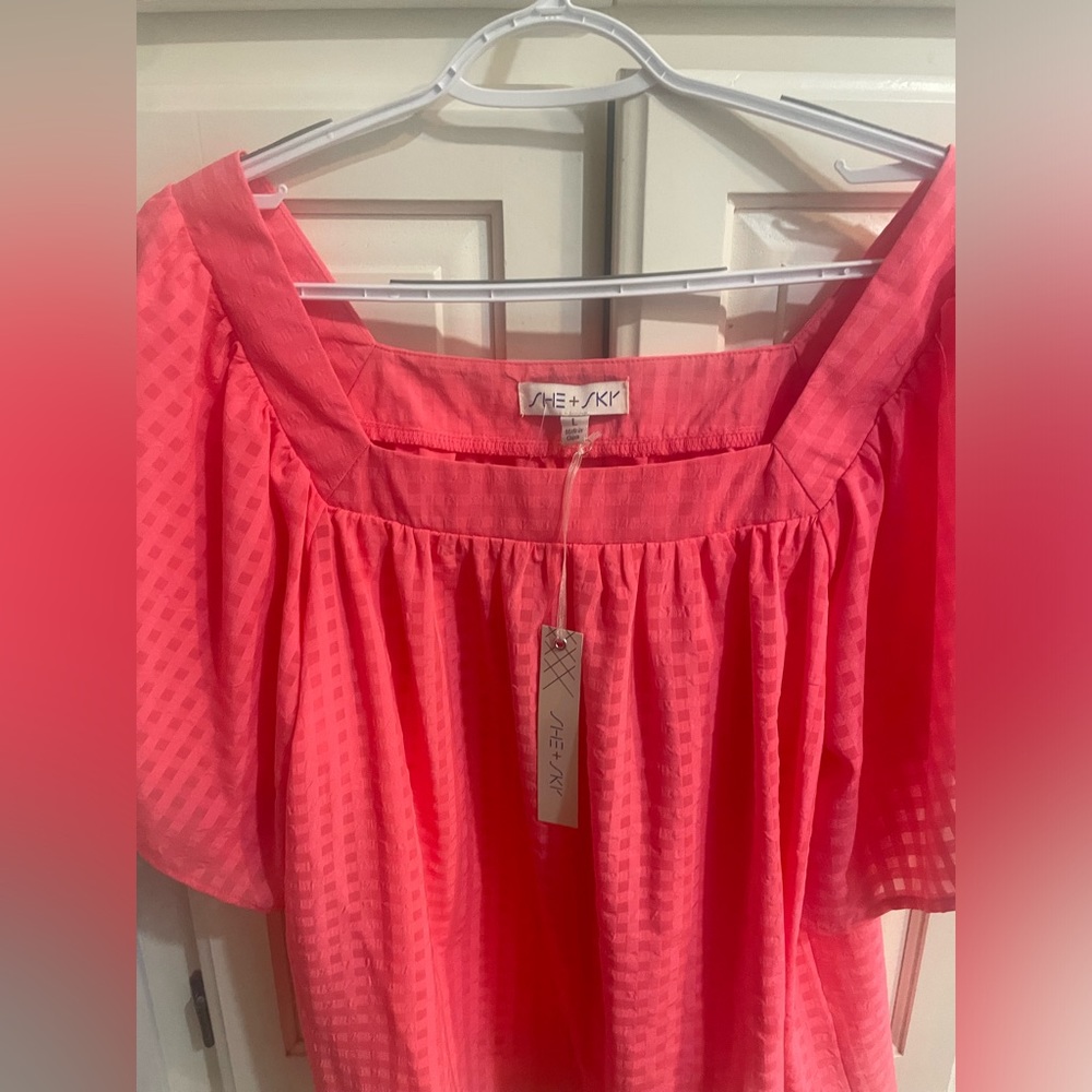 She + Sky coral blouse large